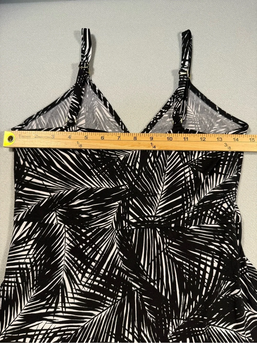 Michael Kors Small Black White Palm-Print Maxi Sundress Flowy Adjustable Beach